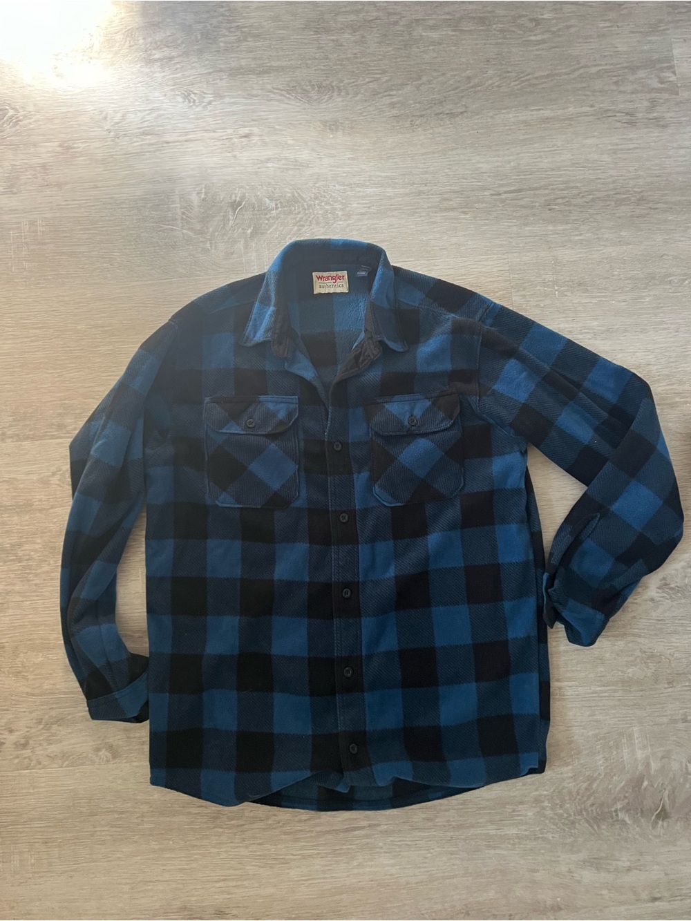 Wrangler Blue and Black Buffalo Plaid Button-Down Shirt
